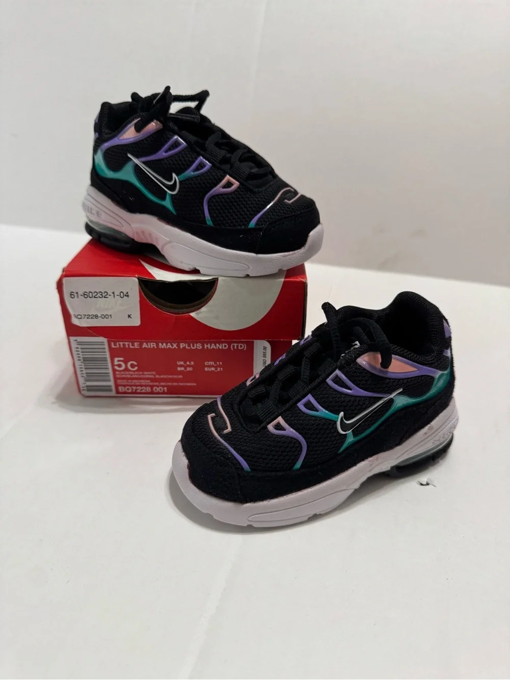 Nike Kids Black Sneakers with Teal & Purple Accents